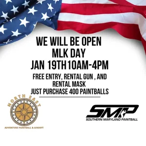 we are open for paintball play on MLK day